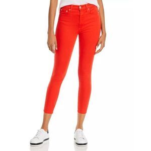NEW Alice + Olivia Mid-Rise Skinny Leg Jeans, Red,‎ Size 25